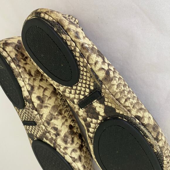 Tory Burch Minnie Flats Size 8 Roccia Snake Emboss Leather Logo Travel Ballet - Picture 12 of 14